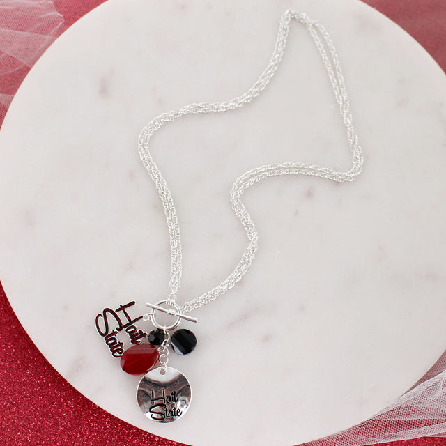 18 - 36” Mississippi State Logo Disc & Slogan Cluster Convertible Necklace