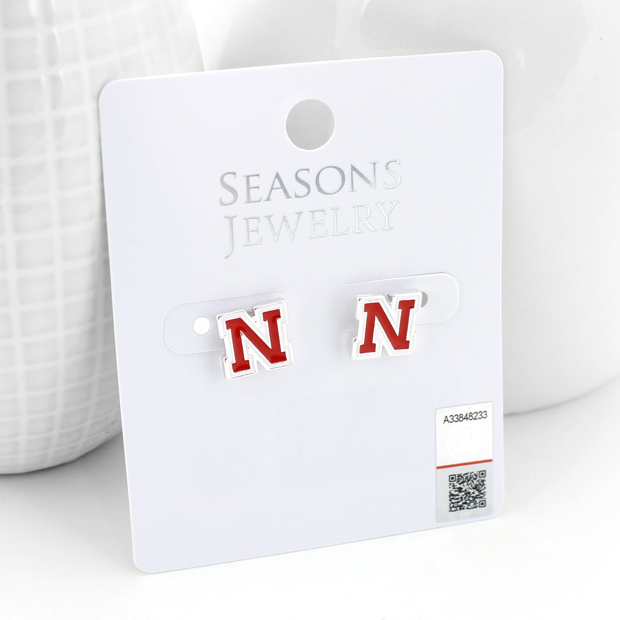 Nebraska Enamel Logo Stud Earrings