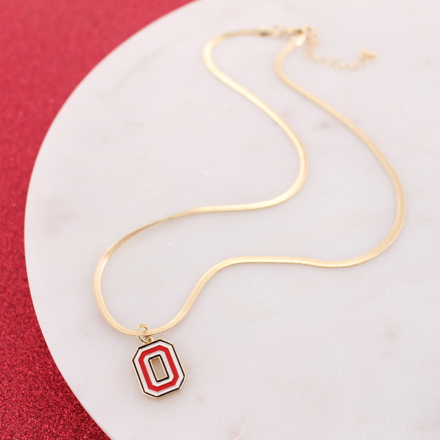 18” Ohio State Gold & Enamel Logo Necklace
