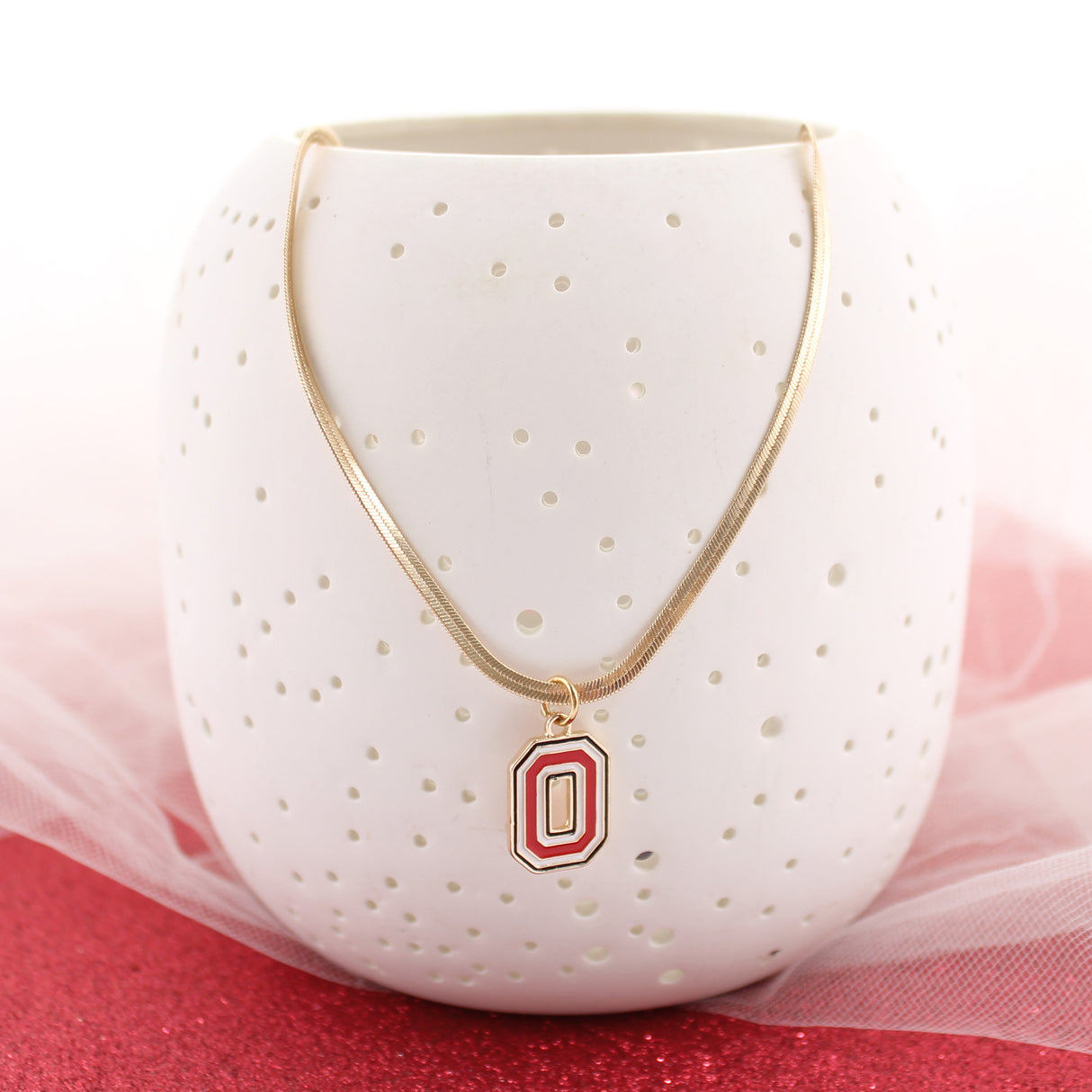 18” Ohio State Gold & Enamel Logo Necklace