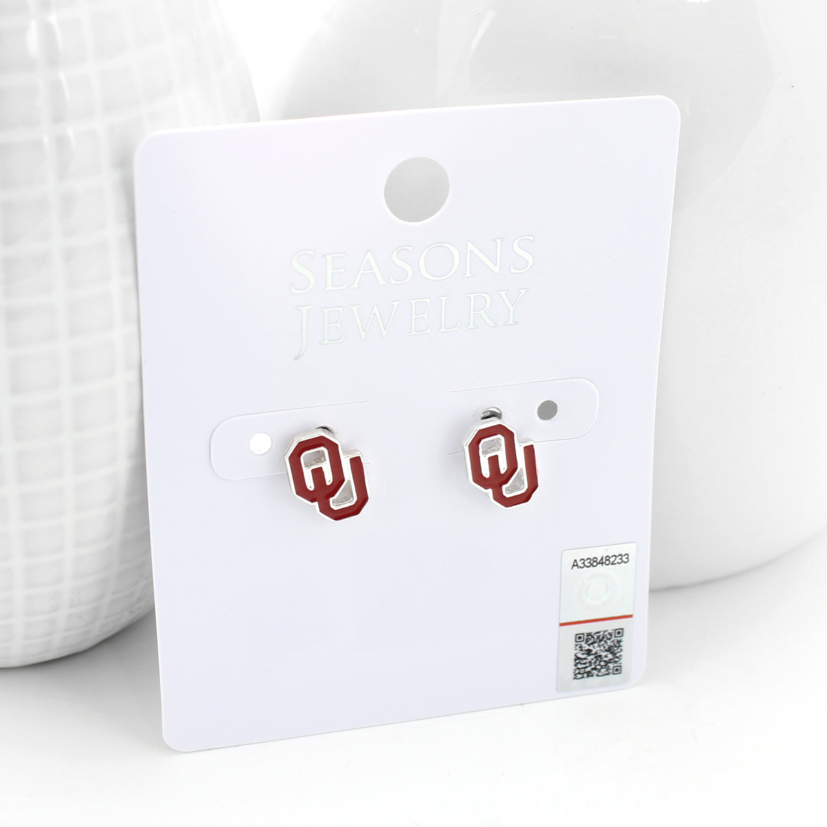 Oklahoma Enamel Logo Stud Earrings