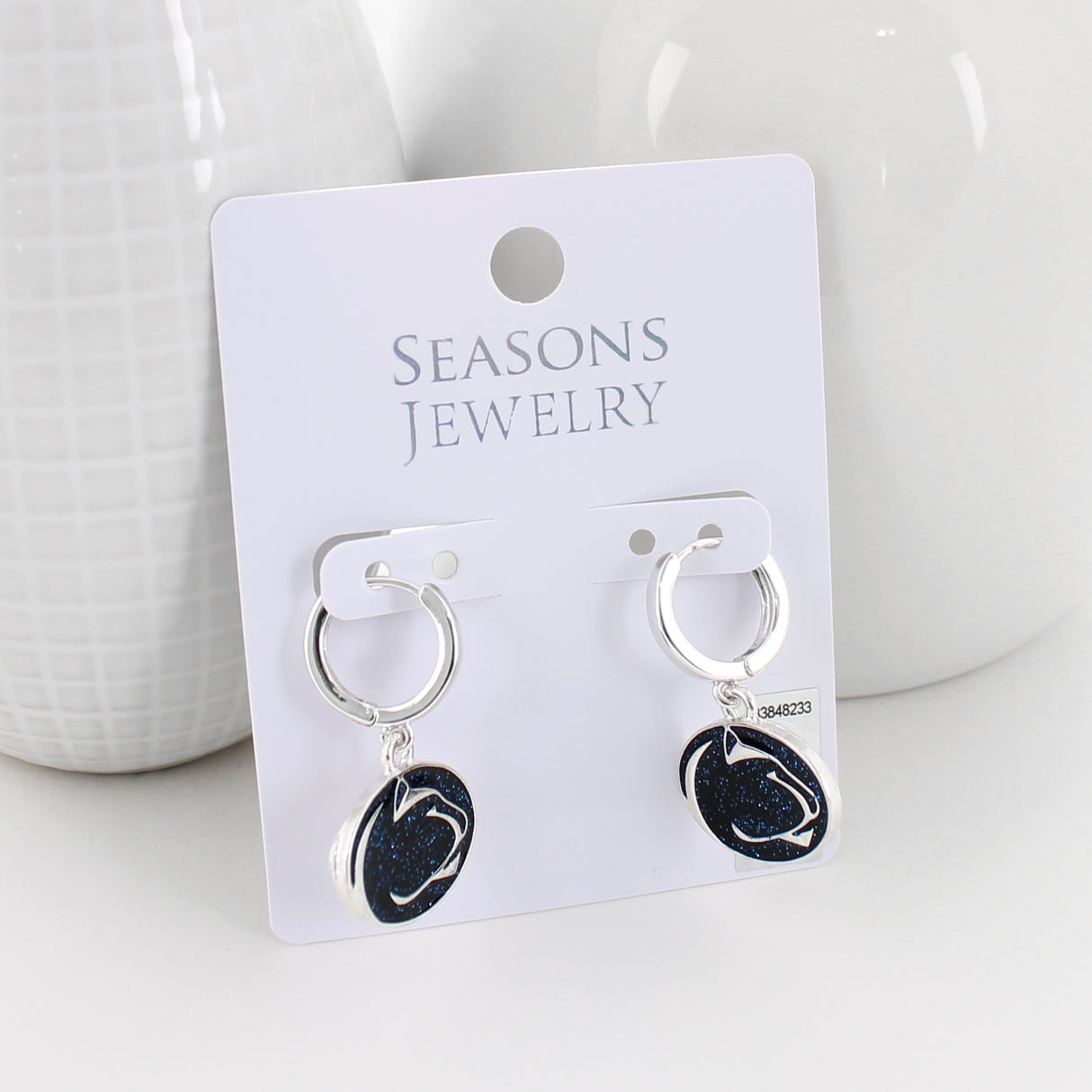Penn State Glitter Enamel Logo Huggie Hoop Earrings