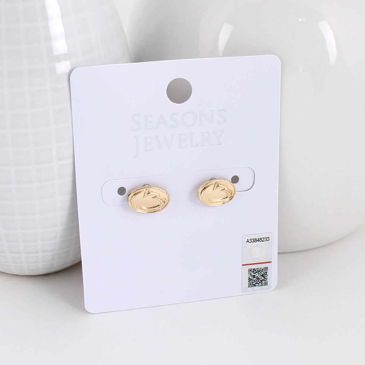 Penn State Shiny Gold Logo Stud Earrings