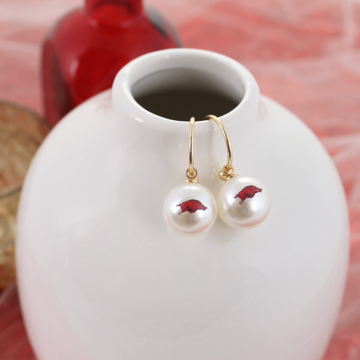 Arkansas Pearl Logo Hoop Earrings