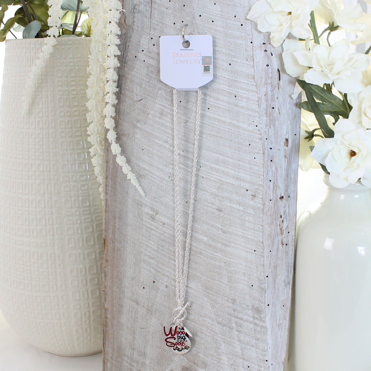Arkansas Logo Disc & Slogan Cluster Convertible Necklace