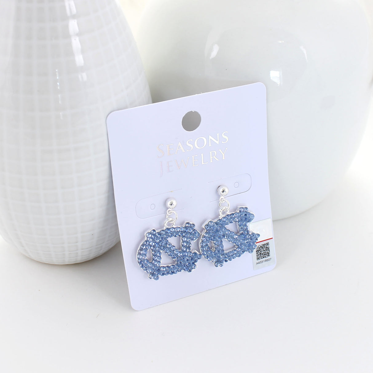 North Carolina Crystal Logo Earrings