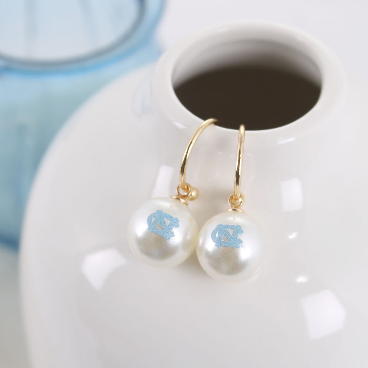 North Carolina Pearl Logo Hoop Earrings
