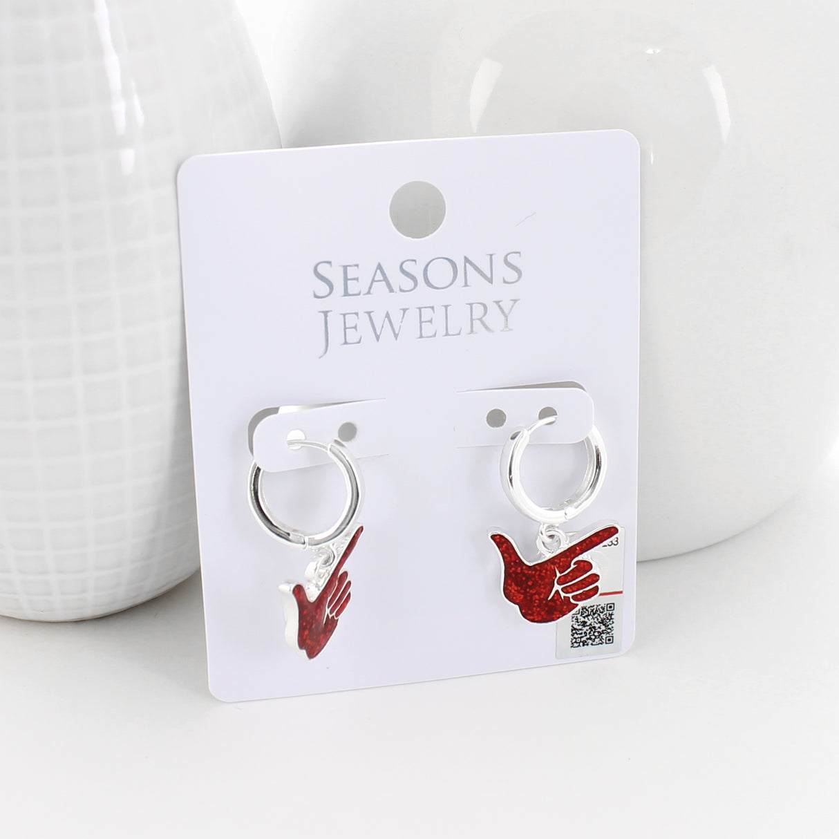 Texas Tech Glitter Enamel Logo Huggie Hoop Earrings