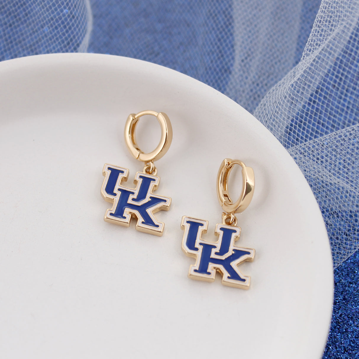 Kentucky Huggie Hoop Earrings w/ Enamel Logo