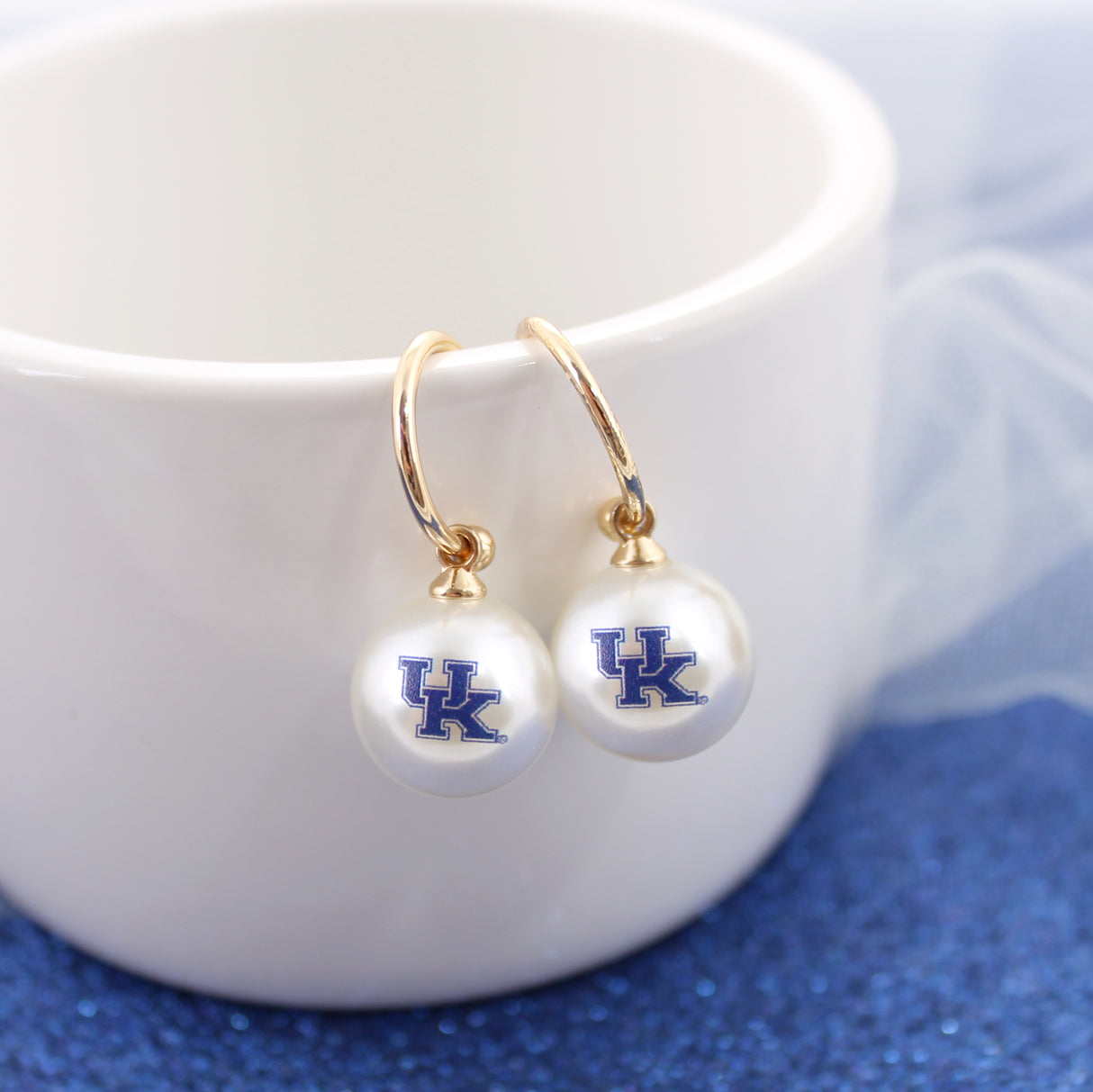 Kentucky Logo Pearl Hoop Earrings