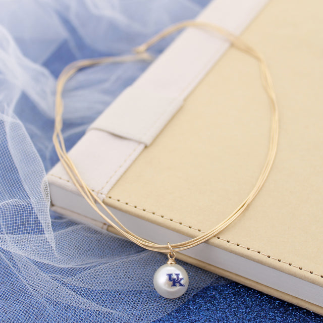 18” Kentucky Gold & Pearl Logo 3-Strand Necklace