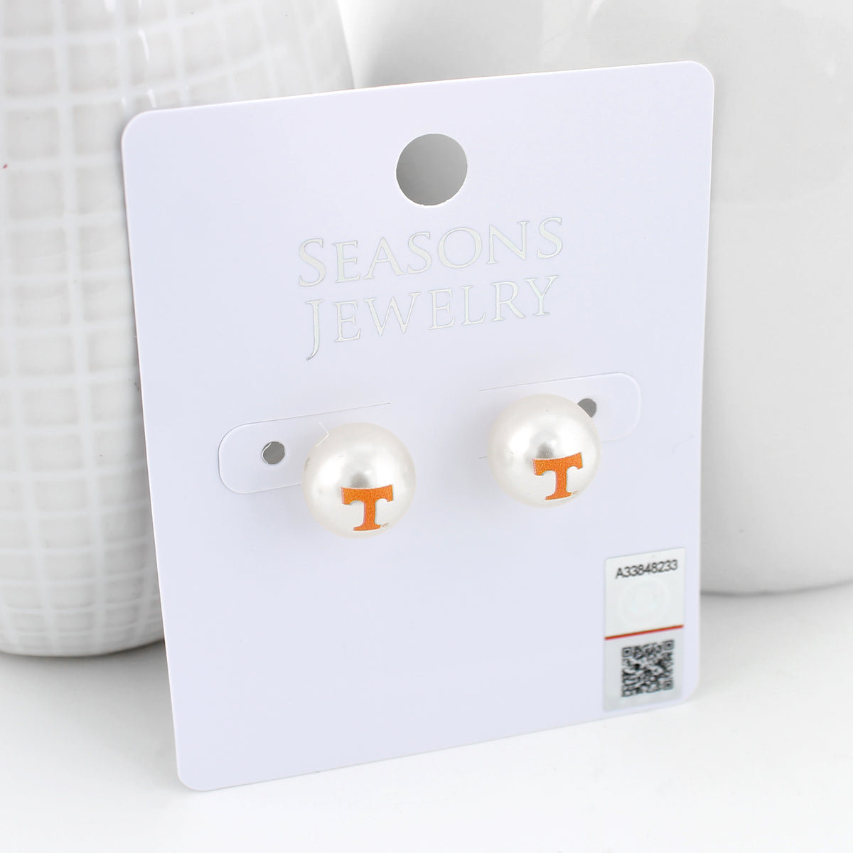 Tennessee Logo Pearl Stud Earrings