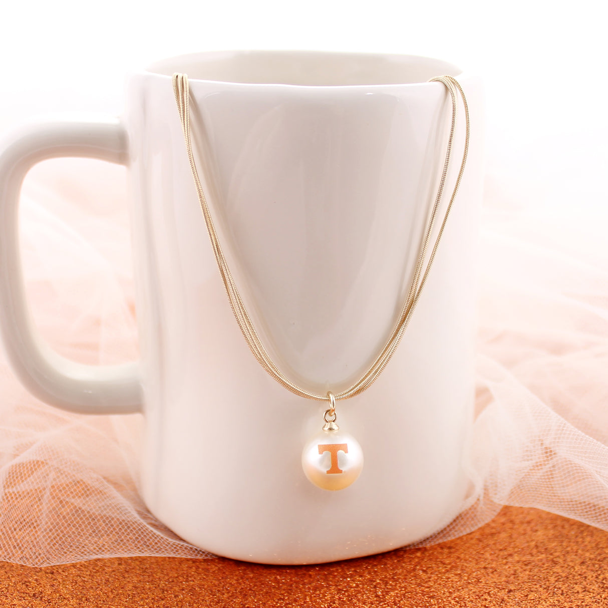 18” Tennessee Gold & Pearl Logo 3-Strand Necklace