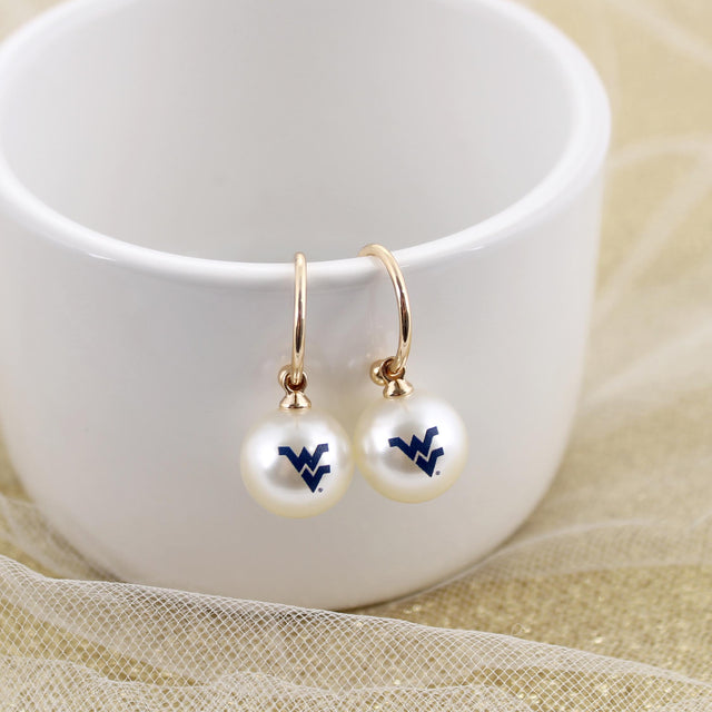 West Virginia Pearl Logo Hoop Earrings