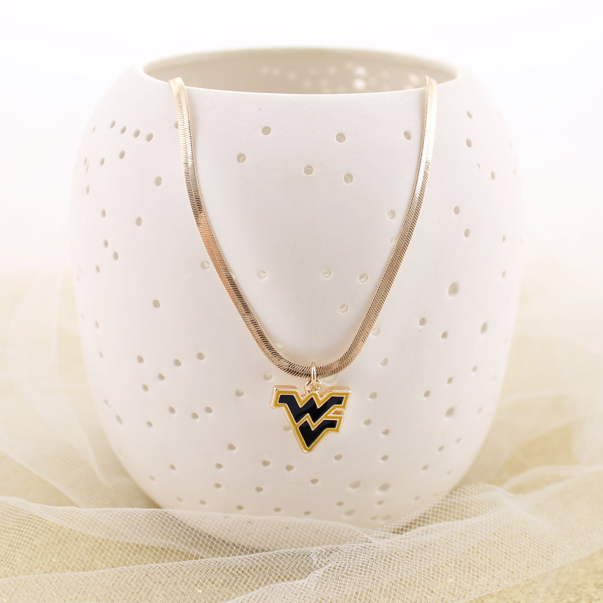 West Virginia Gold & Enamel Logo Necklace