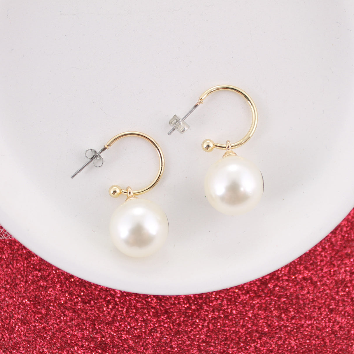 Georgia Logo Pearl Hoop Earrings