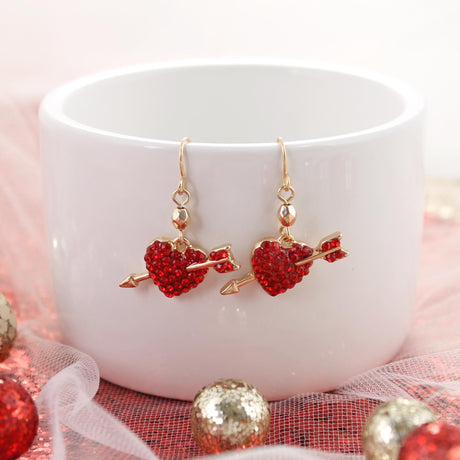 Crystal Heart w/Arrow Earrings