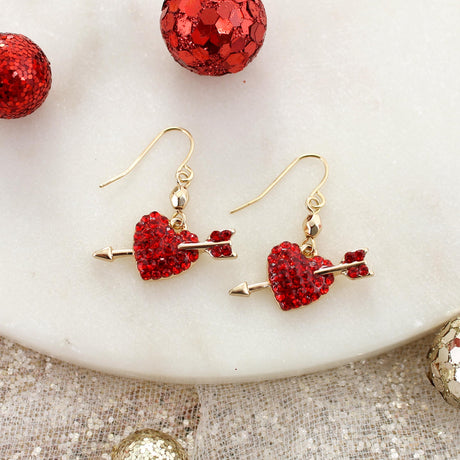 Crystal Heart w/Arrow Earrings