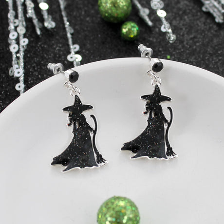 Glitter Witch Silhouette Earrings
