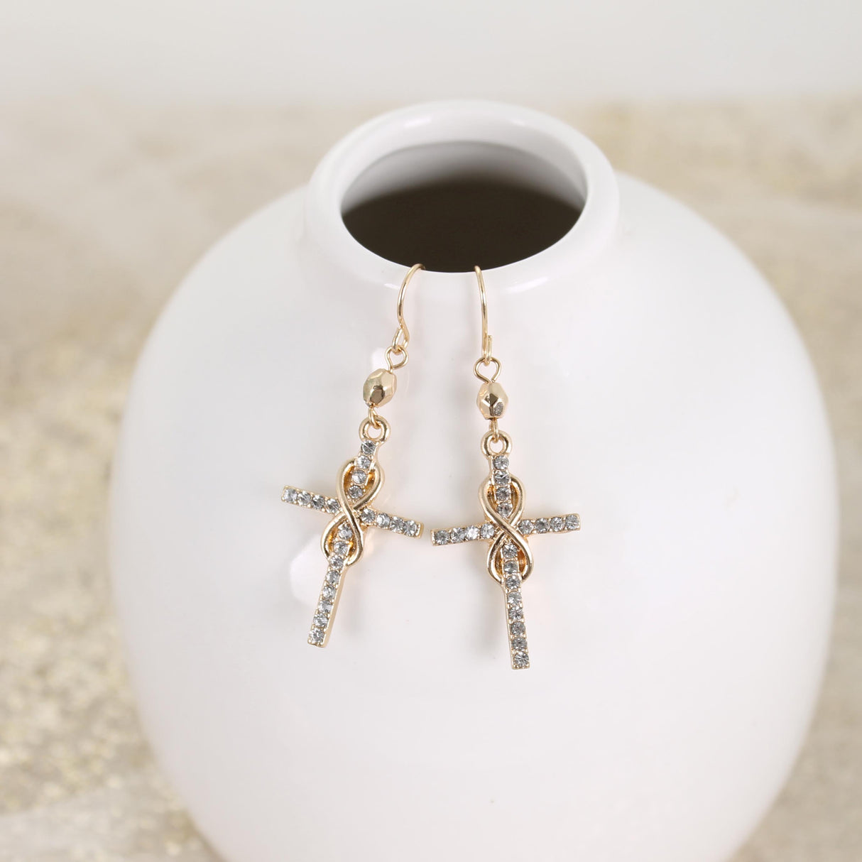 Crystal Infinity Cross Earrings
