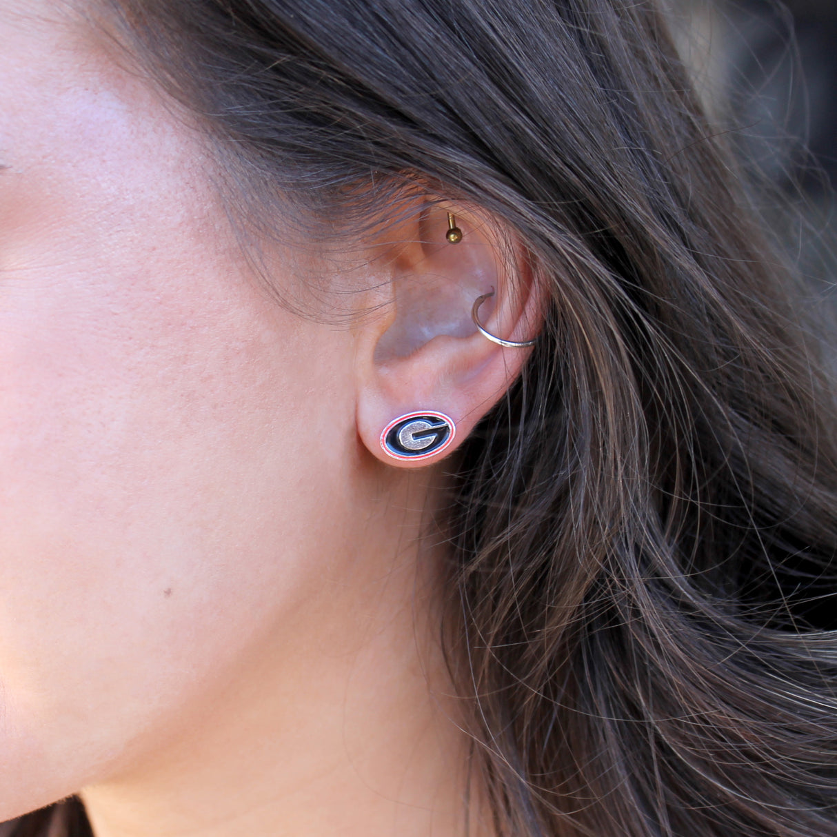 Georgia Enamel Logo Stud Earrings