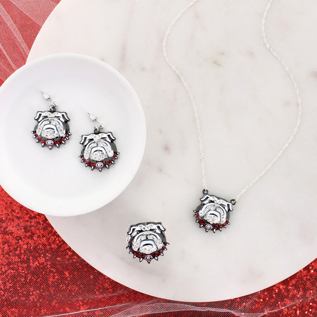 16” Georgia Bulldogs Crystal Logo Necklace