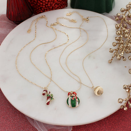 Vintage Christmas Charm Trio Necklace
