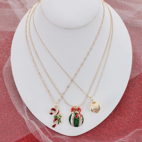 Vintage Christmas Charm Trio Necklace
