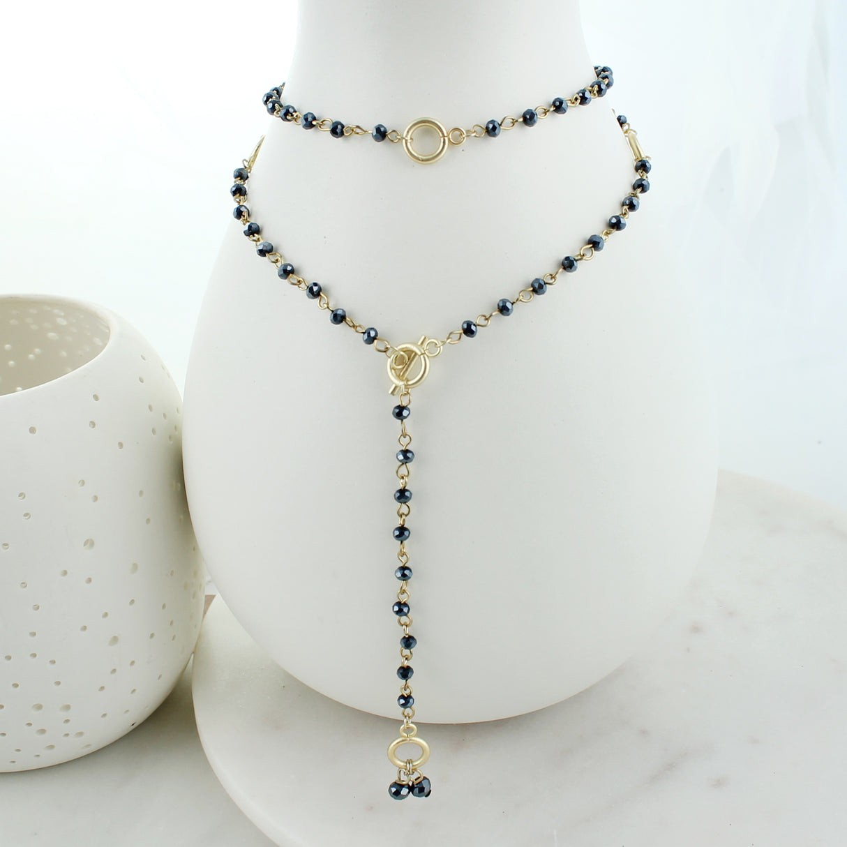 Navy & Gold Gameday Beaded Necklace/Bracelet