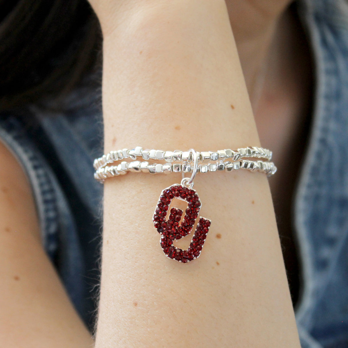 Oklahoma Crystal Logo Stretch Bracelet