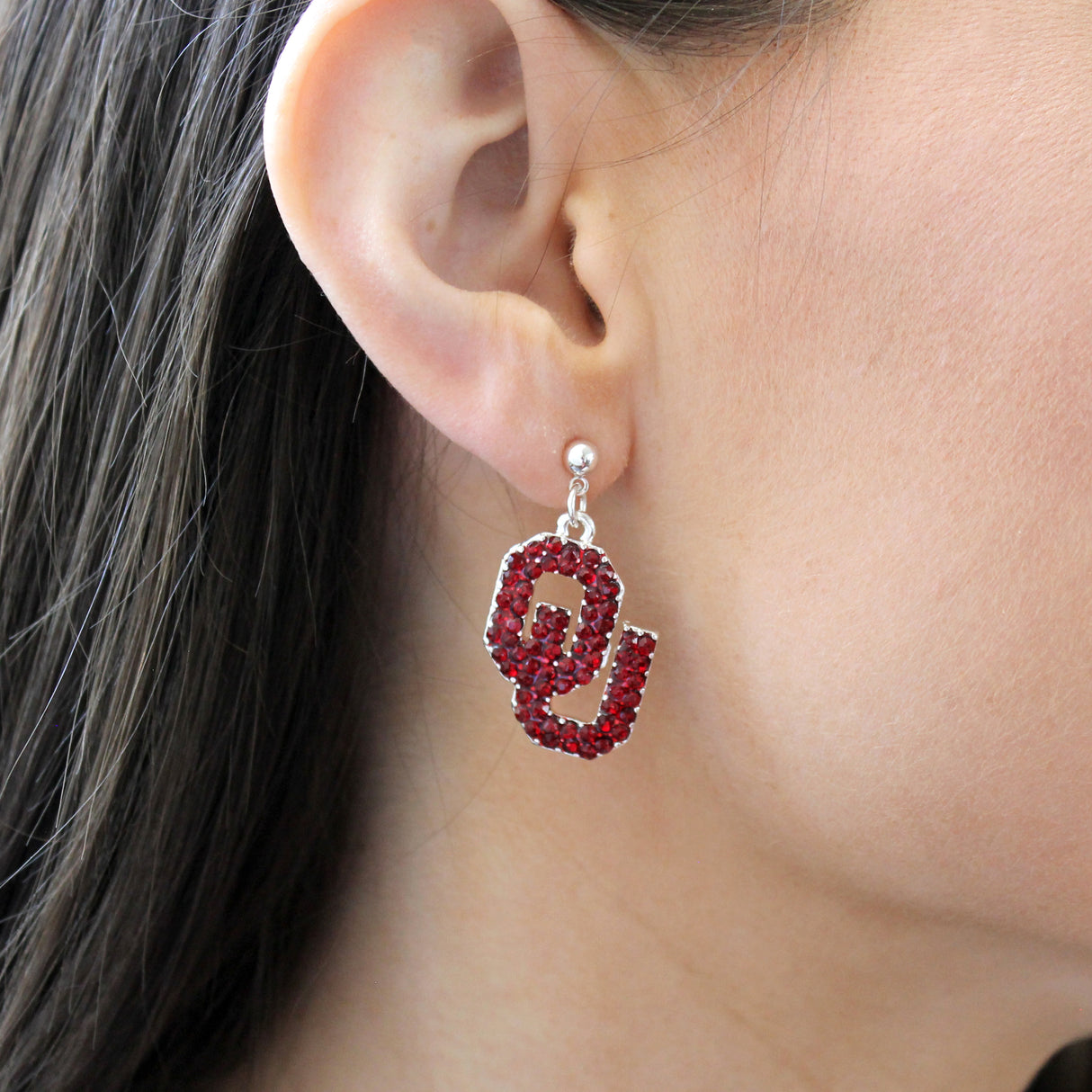 Oklahoma Crystal Logo Earrings