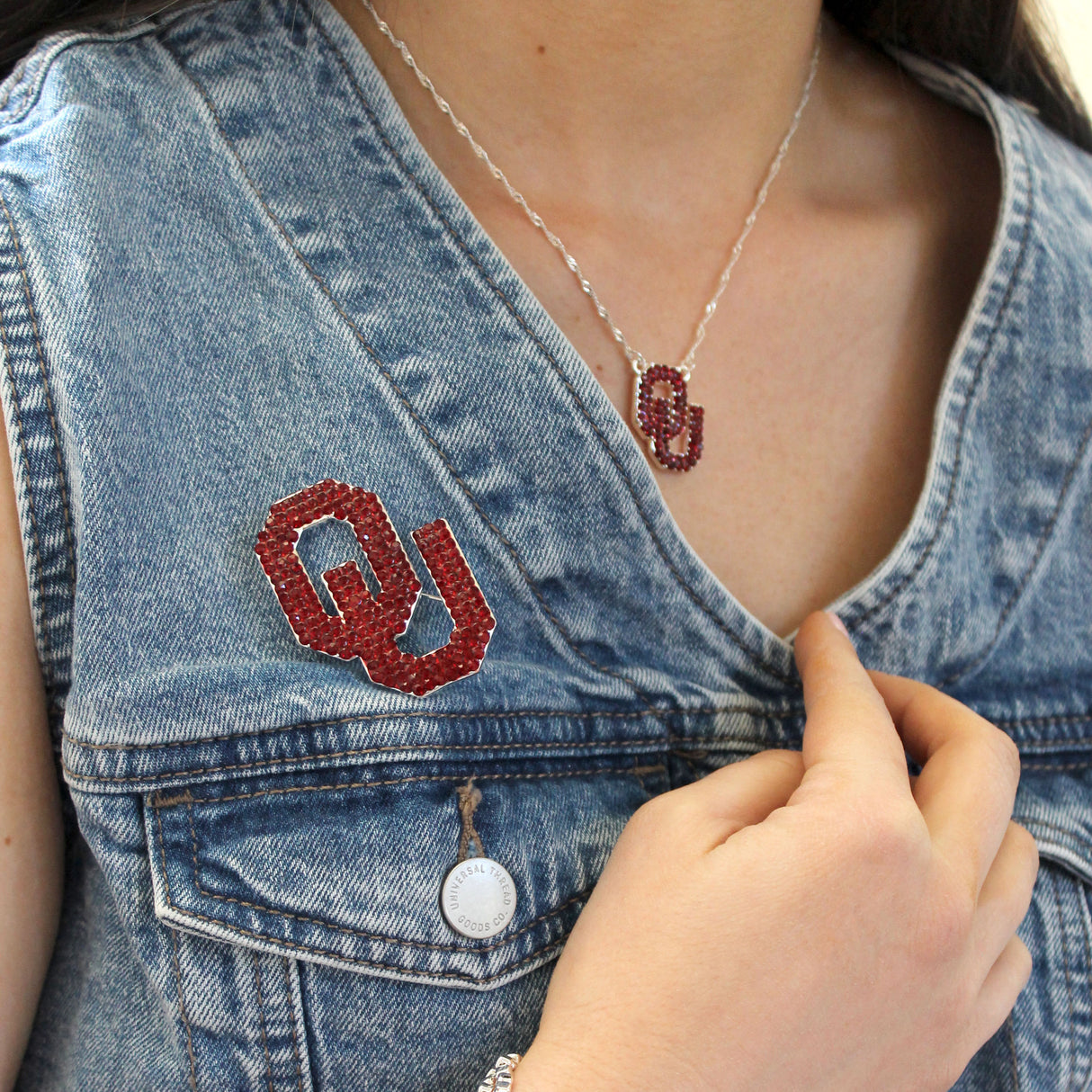 16” Oklahoma Crystal Logo Necklace