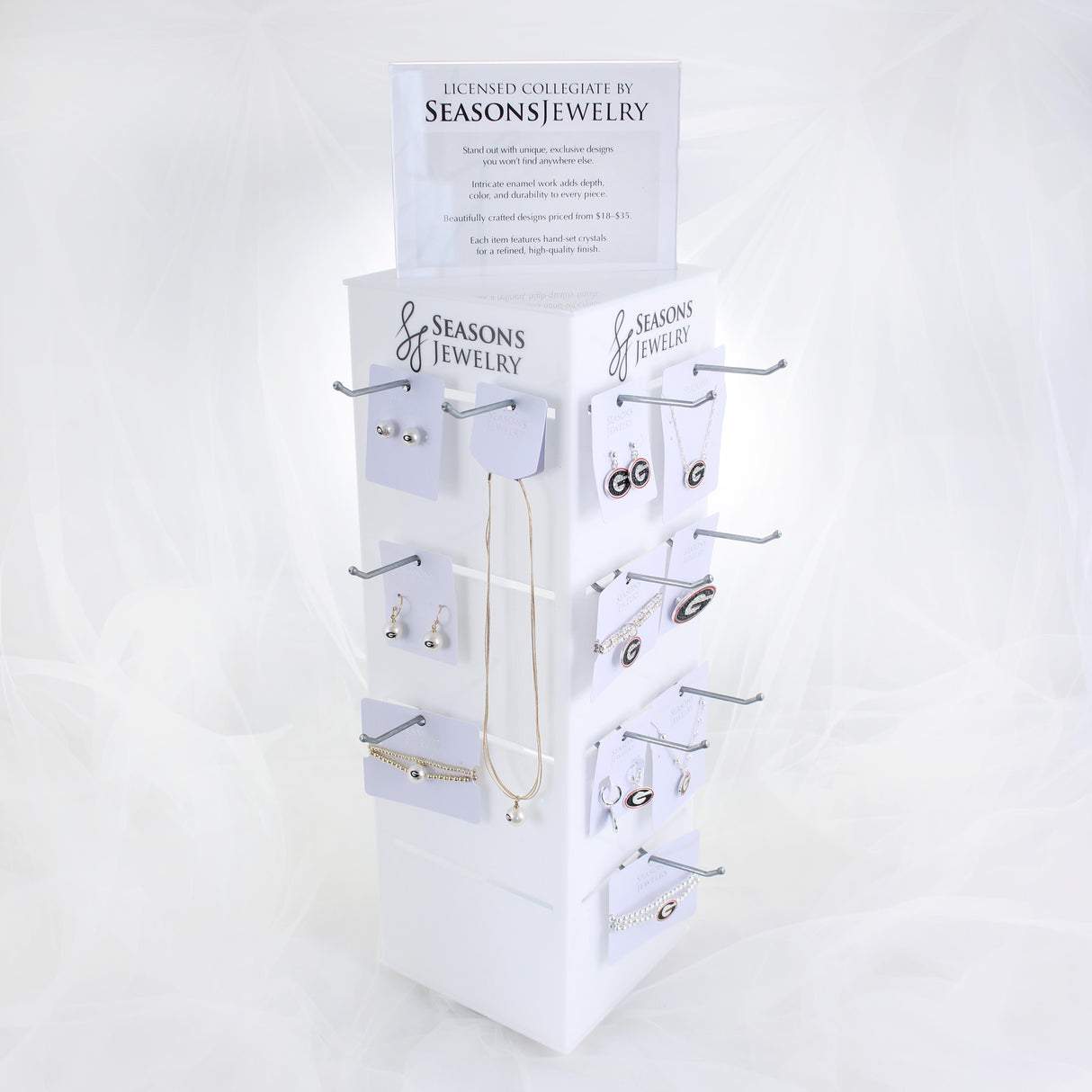 4-sided Seasons Jewelry branded spinning display