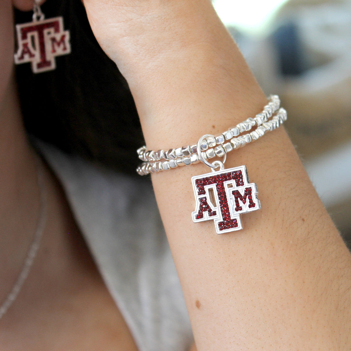 Texas A&M Crystal Logo Stretch Bracelet