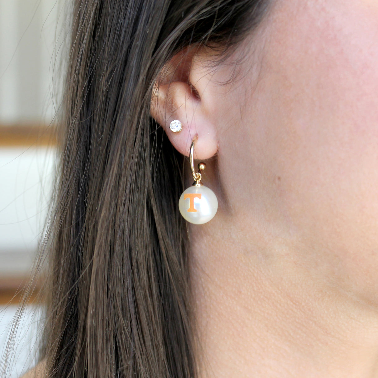 West Virginia Pearl Logo Hoop Earrings