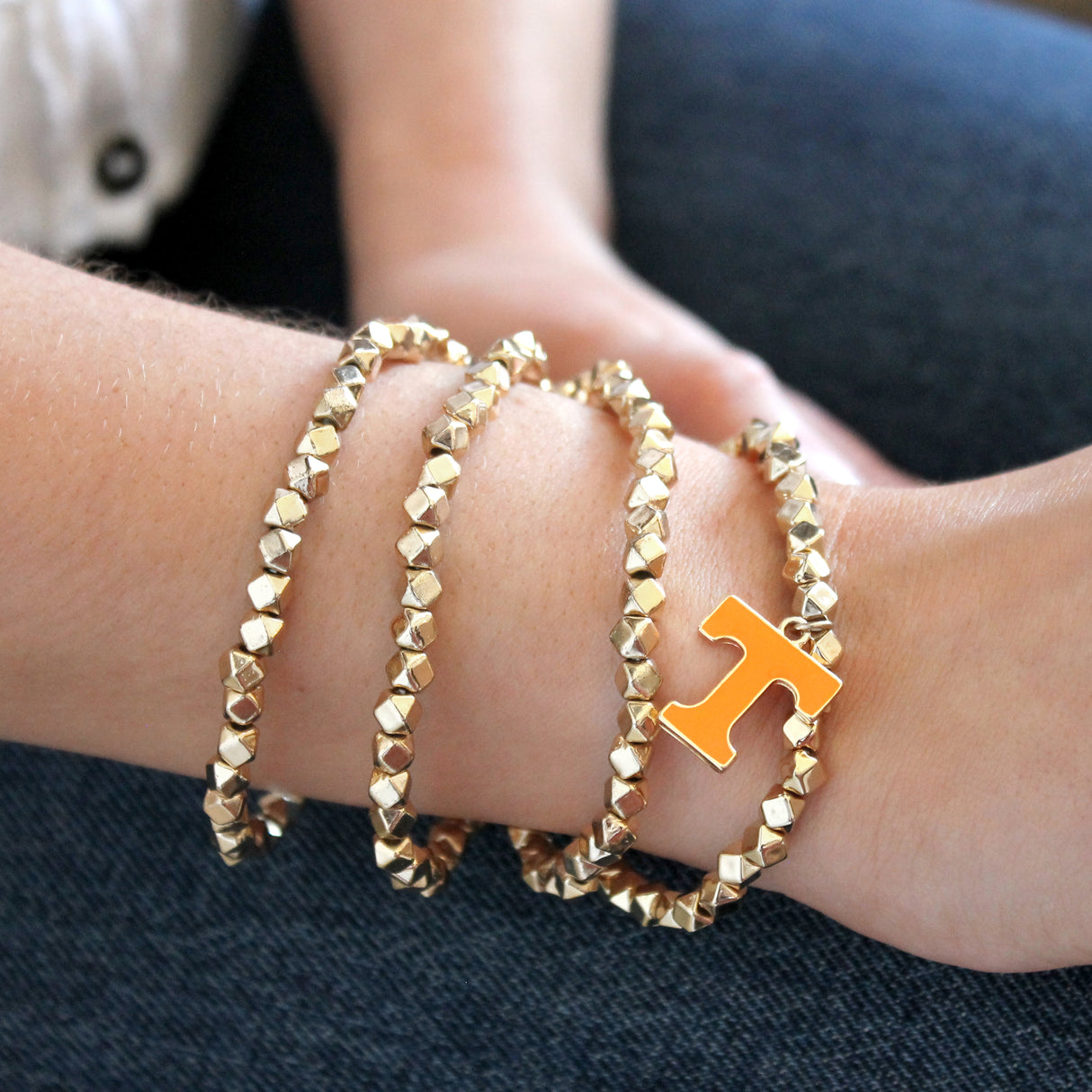 Tennessee Gold Stretch Bracelet w/Enamel Logo