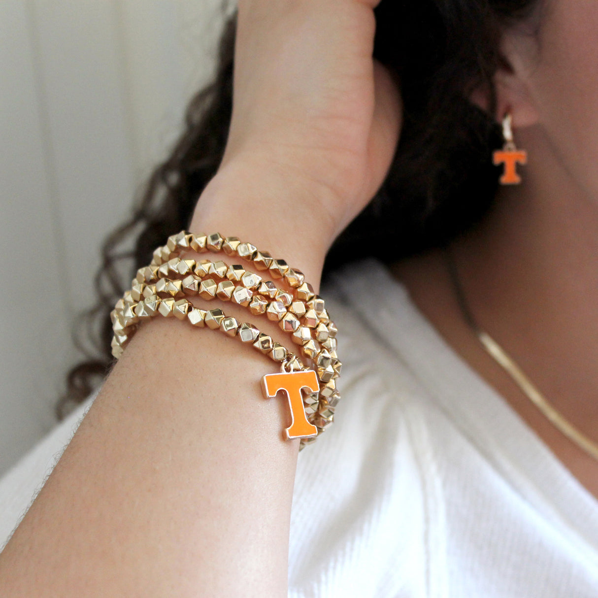 Tennessee Gold Stretch Bracelet w/Enamel Logo
