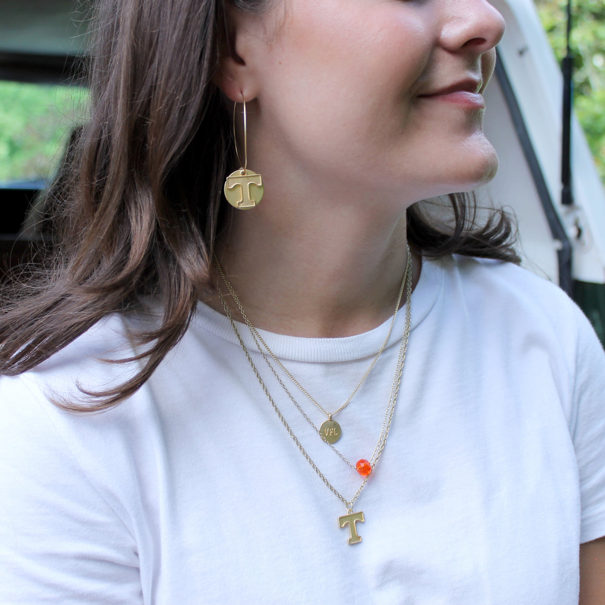 Tennessee Matte Gold Logo Hoop Earrings