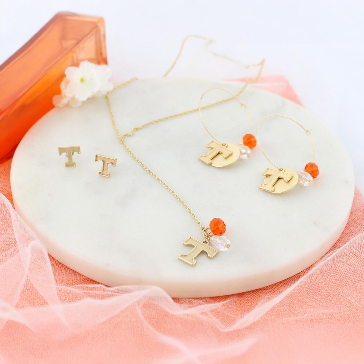 Tennessee Matte Gold Logo Hoop Earrings