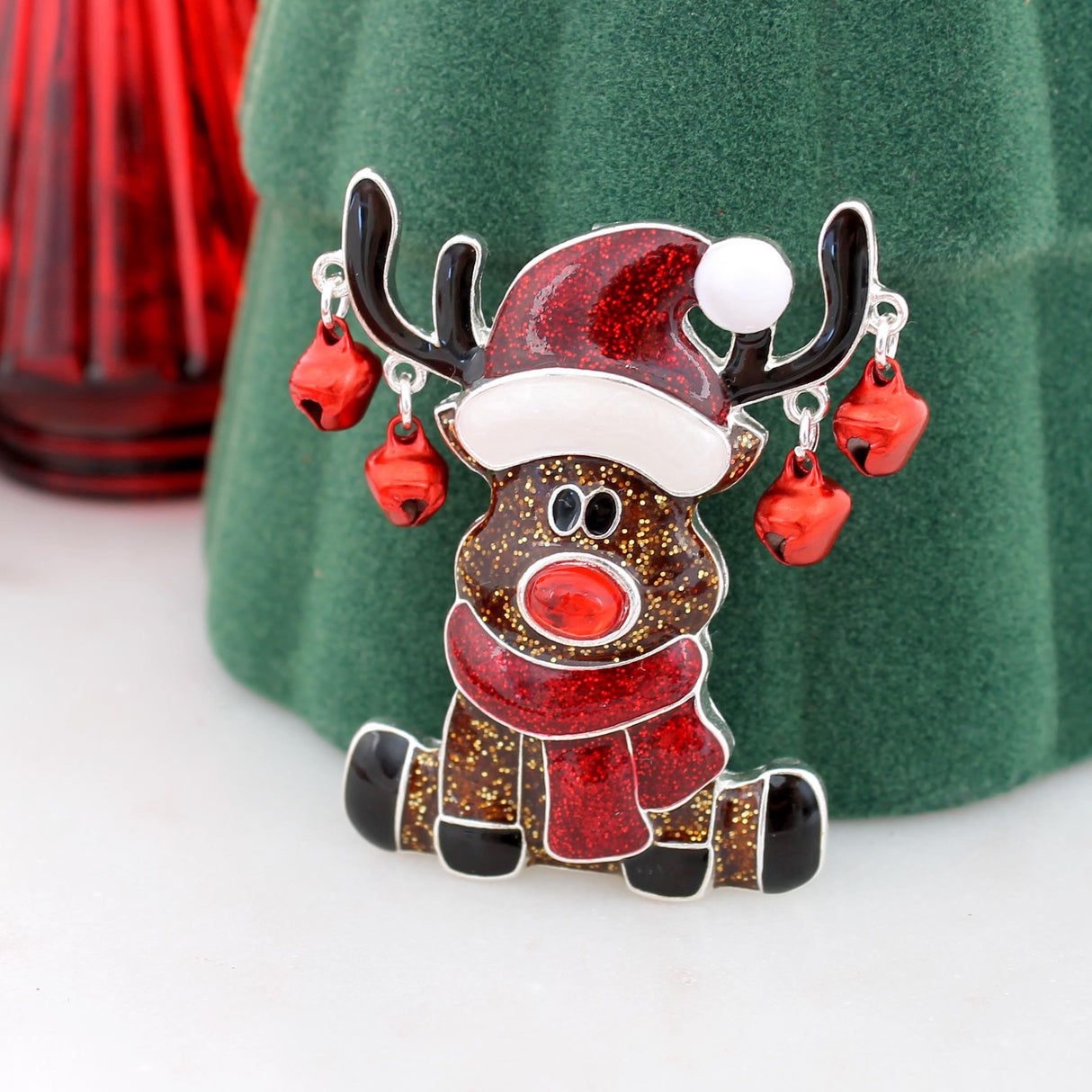 Jingle Bell Reindeer Christmas Pin/Pendant