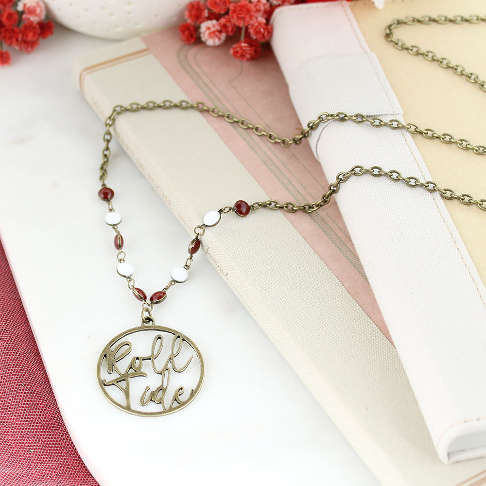 34” Alabama Vintage Style Cutout Slogan Necklace
