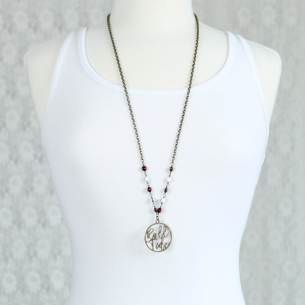 34” Alabama Vintage Style Cutout Slogan Necklace