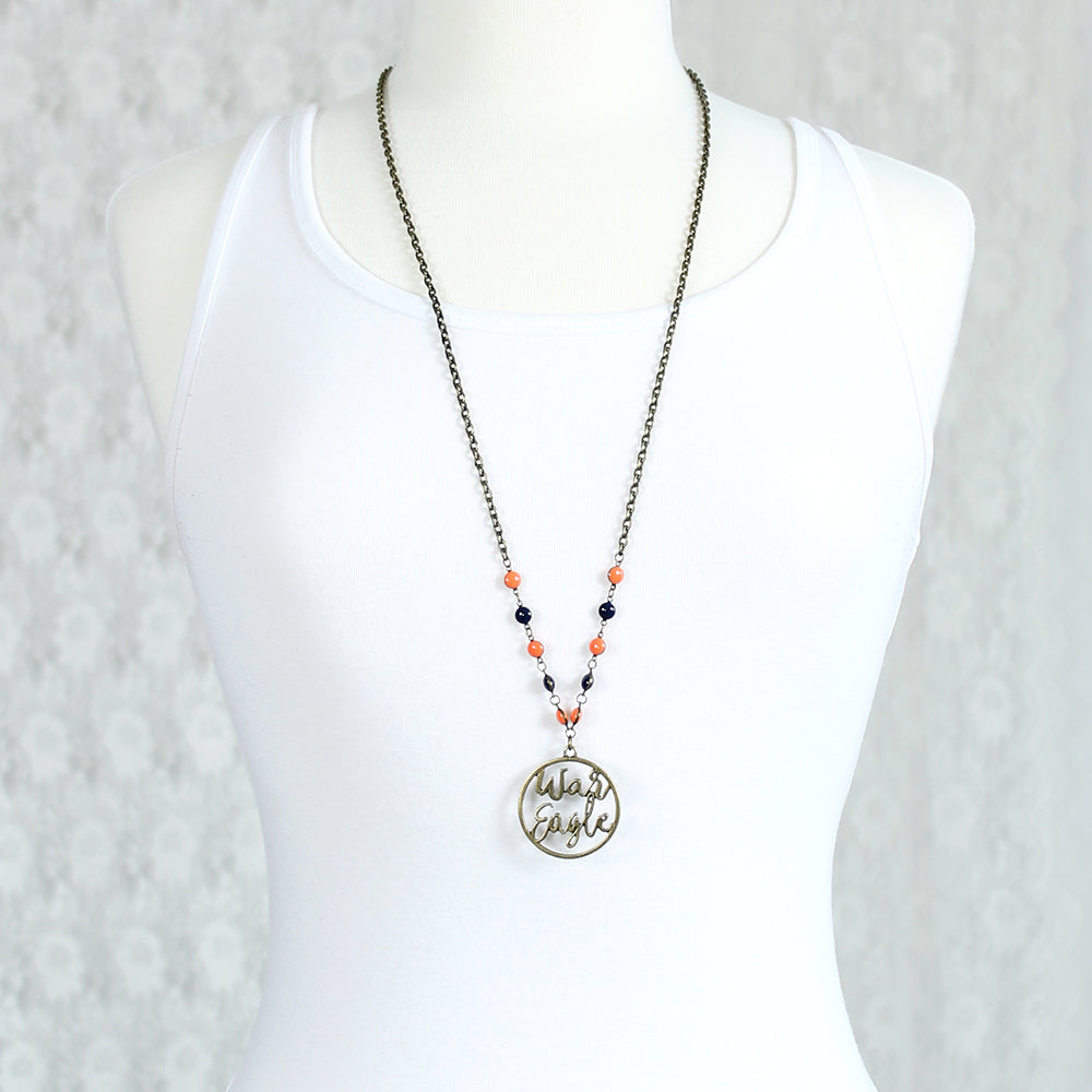 34” Auburn Vintage Style Cutout Slogan Necklace