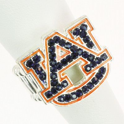 Auburn Crystal Logo Stretch Ring