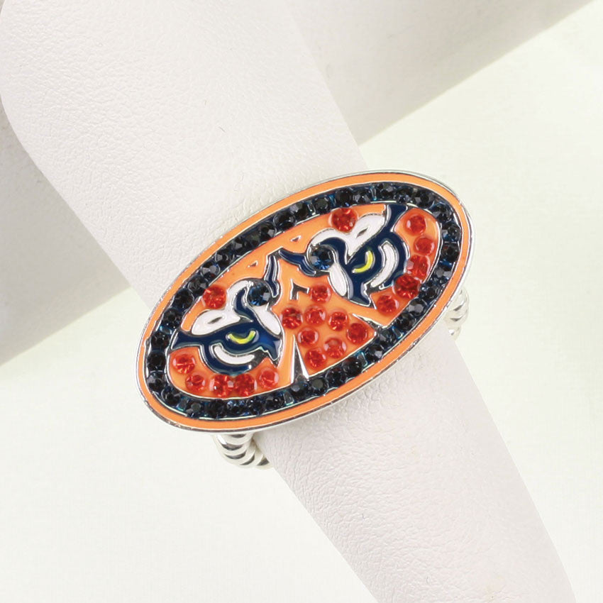 Auburn Crystal Logo Stretch Ring