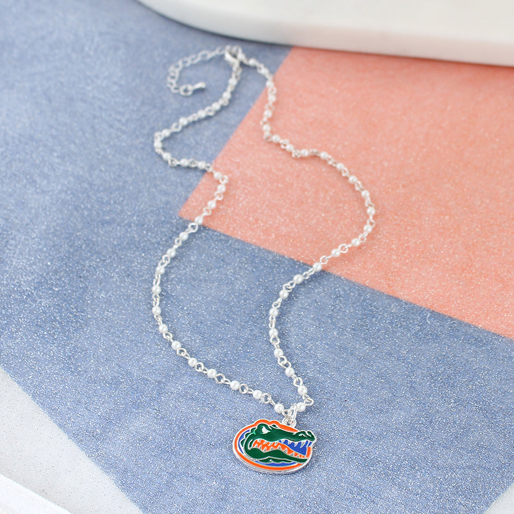 Florida Enamel Logo & Pearl Necklace