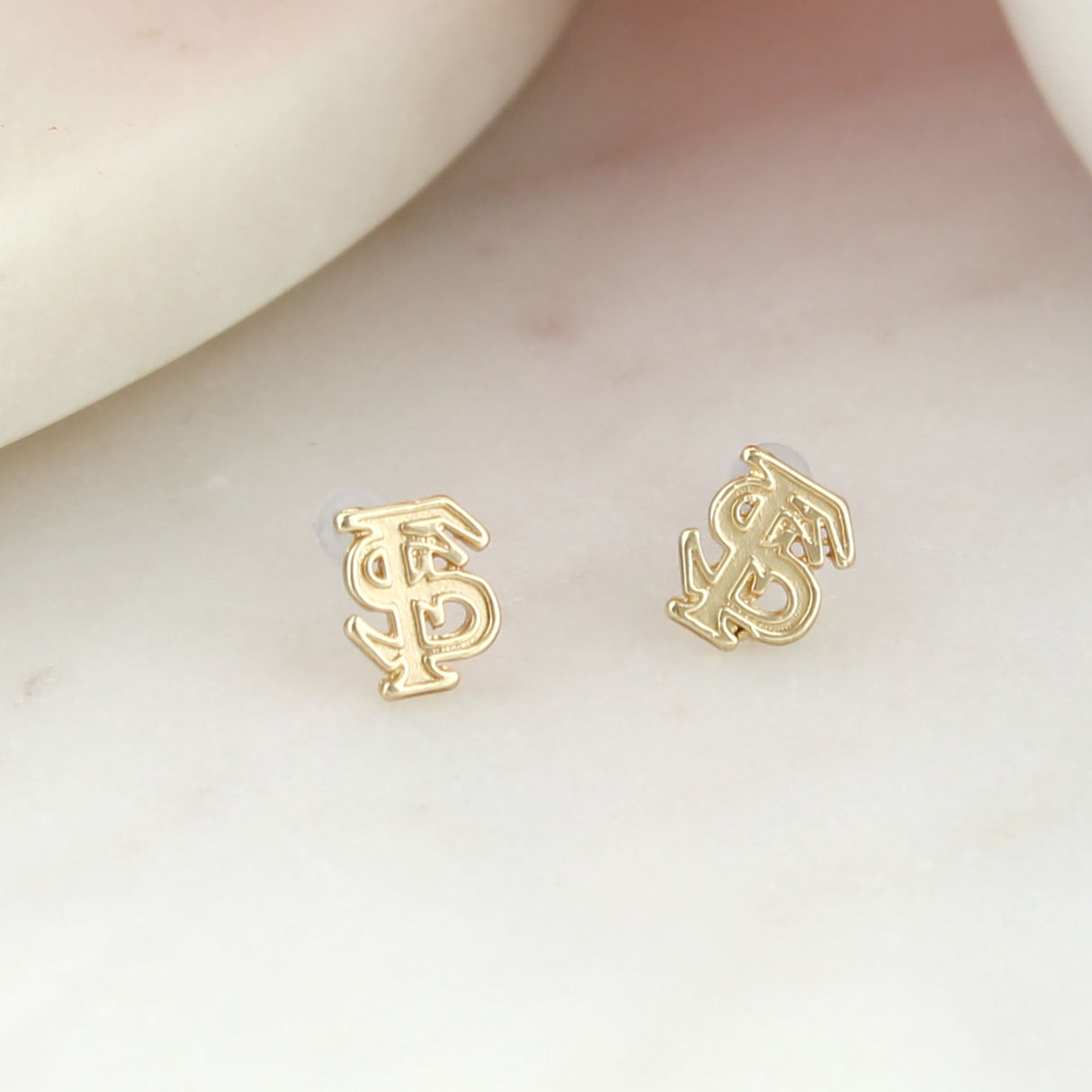 Florida State Matte Gold Logo Stud Earrings