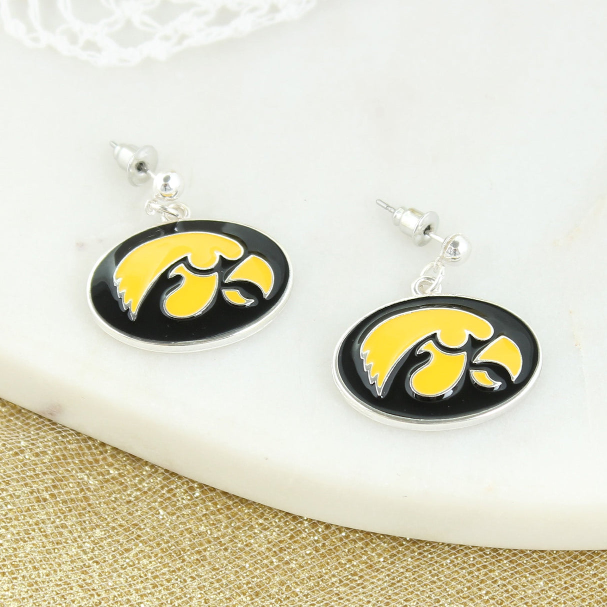 Iowa Enamel Logo Earrings