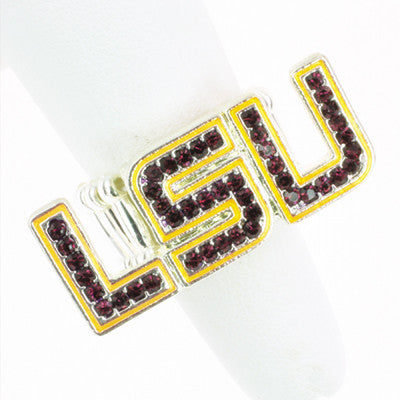 LSU Crystal Logo Stretch Ring