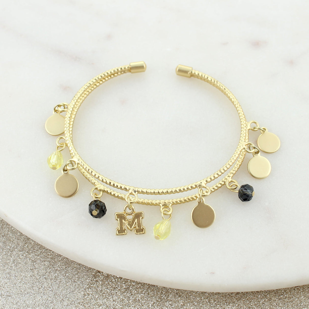 Michigan Logo Gold Cuff Bracelet